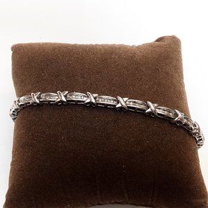 Bracelet, Braided Sterling Silver with Diamonds